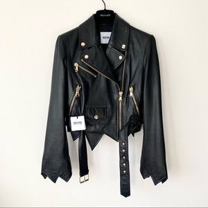Moschino jagged leather jacket